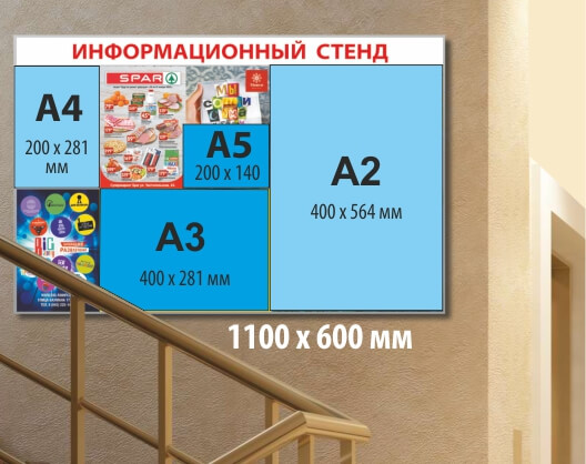 Размеры макетов на стендах в подъездах жилых домов Казани